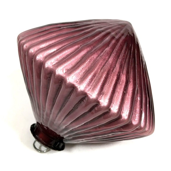 VTG Kugel Midwest Christmas Ornament Purple Plum Amethyst 5" Ribbed Blown Glass - Picture 6 of 9